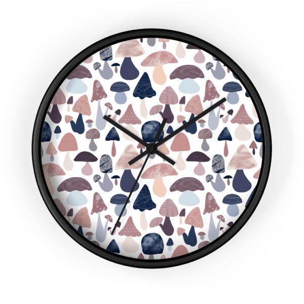 Patterned Illustrative Mushroom Watercolor - Wall Clock - Image 2