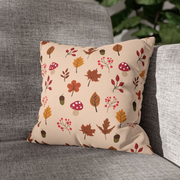 Mushroom & Nature Illustrative Icons - Spun Polyester Square Pillowcase - Image 6