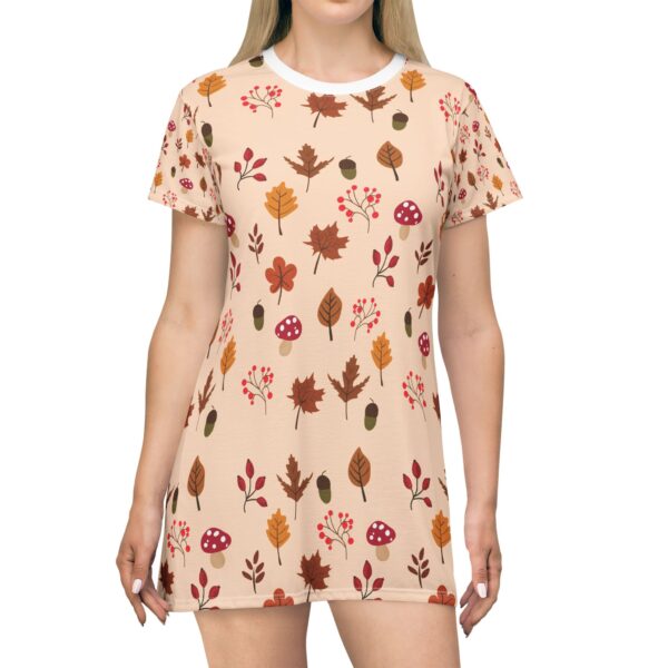 Mushroom & Nature Illustrative Icons - T-Shirt Dress (AOP)