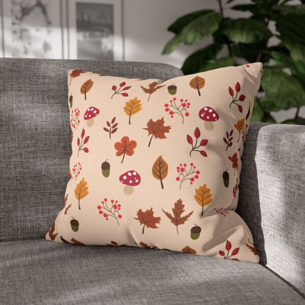 Mushroom & Nature Illustrative Icons - Spun Polyester Square Pillowcase - Image 23