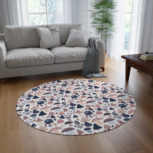 Patterned Illustrative Mushroom Watercolor - Round Rug