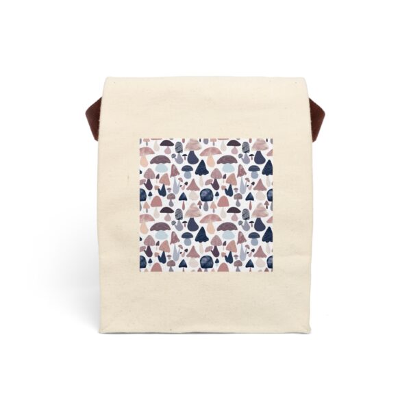 Patterned Illustrative Mushroom Watercolor - Canvas Lunch Bag With Strap - Image 2