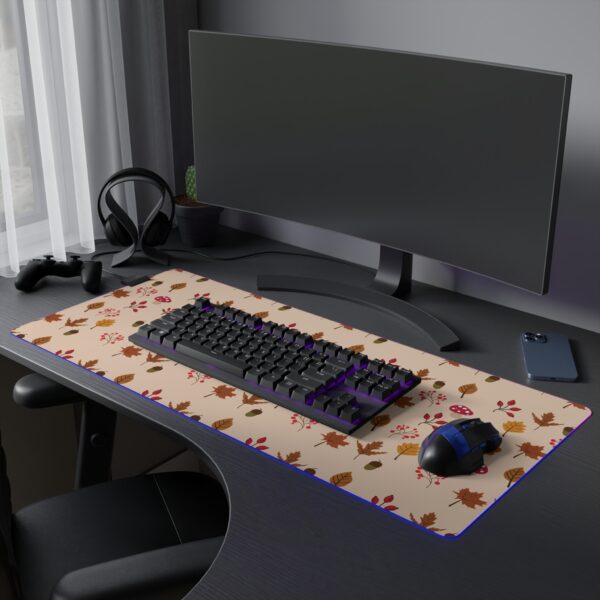 Mushroom & Nature Illustrative Icons - LED Gaming Mouse Pad