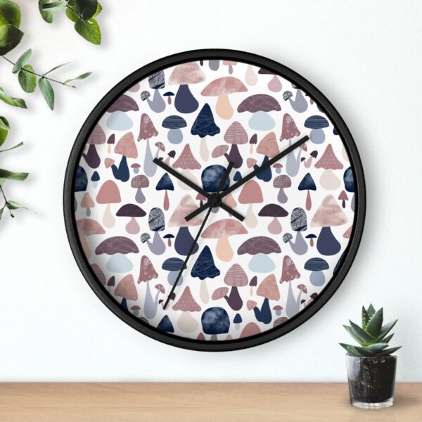 Patterned Illustrative Mushroom Watercolor - Wall Clock