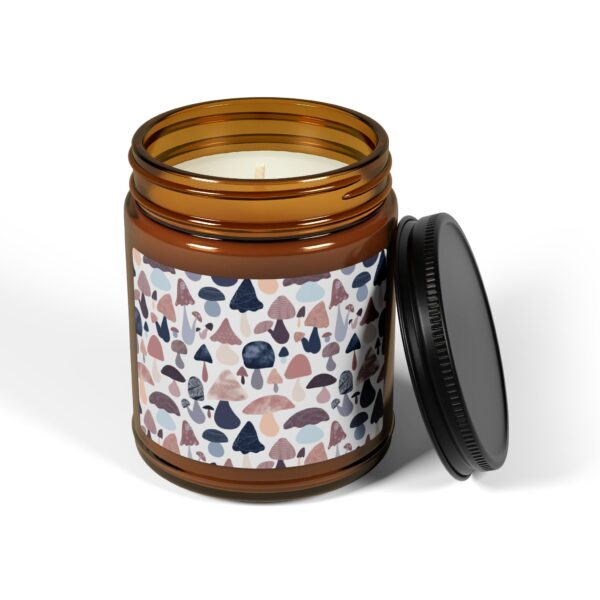 Patterned Illustrative Mushroom Watercolor - Scented Soy Candle (Multi-Size, Amber Jar) - Image 7