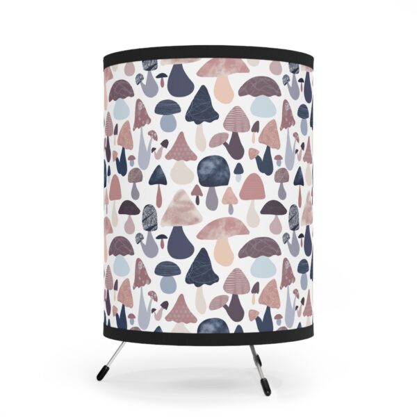 Patterned Illustrative Mushroom Watercolor - Tripod Lamp with High-Res Printed Shade, USCA plug - Image 3