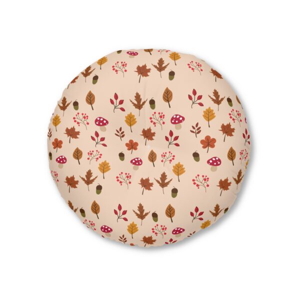 Mushroom & Nature Illustrative Icons - Tufted Floor Pillow, Round - Image 2