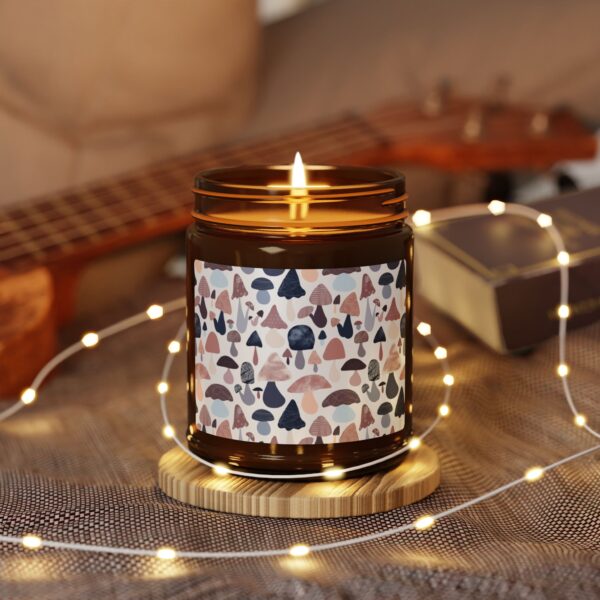 Patterned Illustrative Mushroom Watercolor - Scented Soy Candle (Multi-Size, Amber Jar) - Image 8