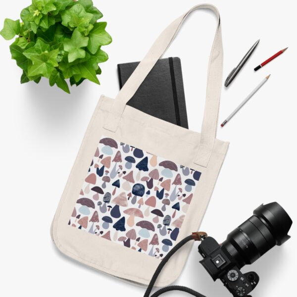 Patterned Illustrative Mushroom Watercolor - Organic Canvas Tote Bag - Image 4