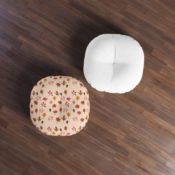 Mushroom & Nature Illustrative Icons - Tufted Floor Pillow, Round - Image 4