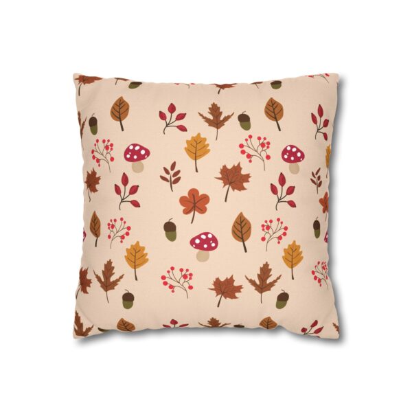 Mushroom & Nature Illustrative Icons - Spun Polyester Square Pillowcase - Image 2