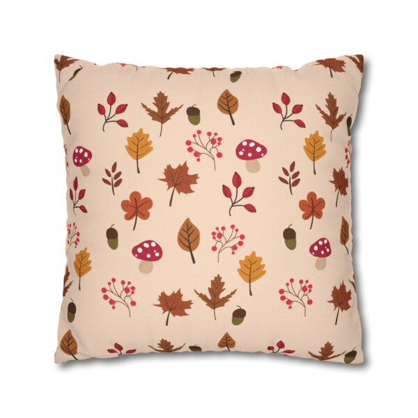 Mushroom & Nature Illustrative Icons - Spun Polyester Square Pillowcase - Image 21