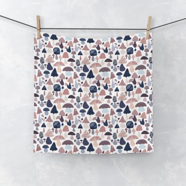 Patterned Illustrative Mushroom Watercolor - Face Towel - Image 3