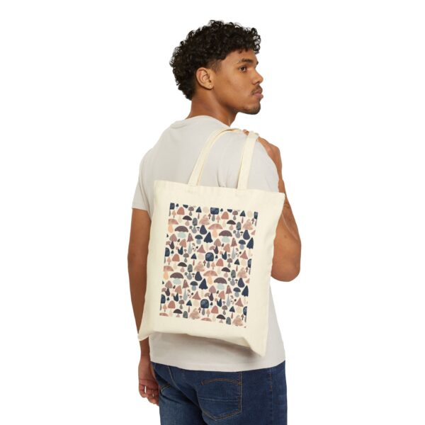 Patterned Illustrative Mushroom Watercolor - Cotton Canvas Tote Bag