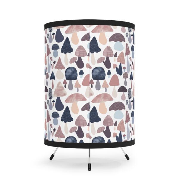 Patterned Illustrative Mushroom Watercolor - Tripod Lamp with High-Res Printed Shade, USCA plug - Image 4