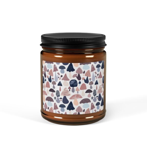 Patterned Illustrative Mushroom Watercolor - Scented Soy Candle (Multi-Size, Amber Jar) - Image 6