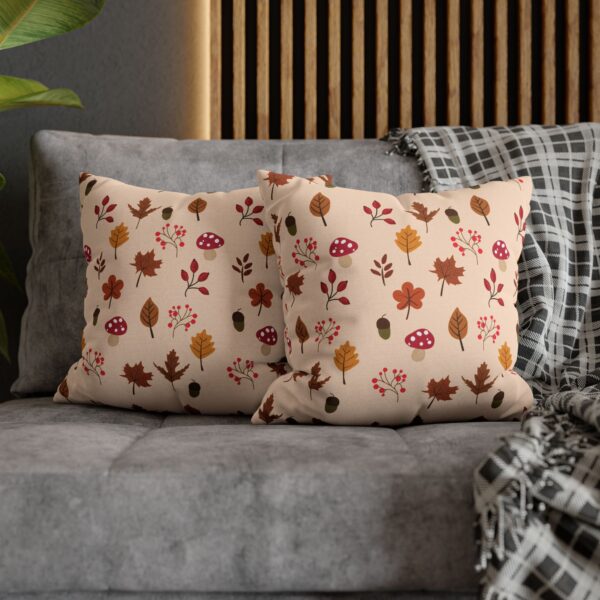 Mushroom & Nature Illustrative Icons - Spun Polyester Square Pillowcase - Image 12