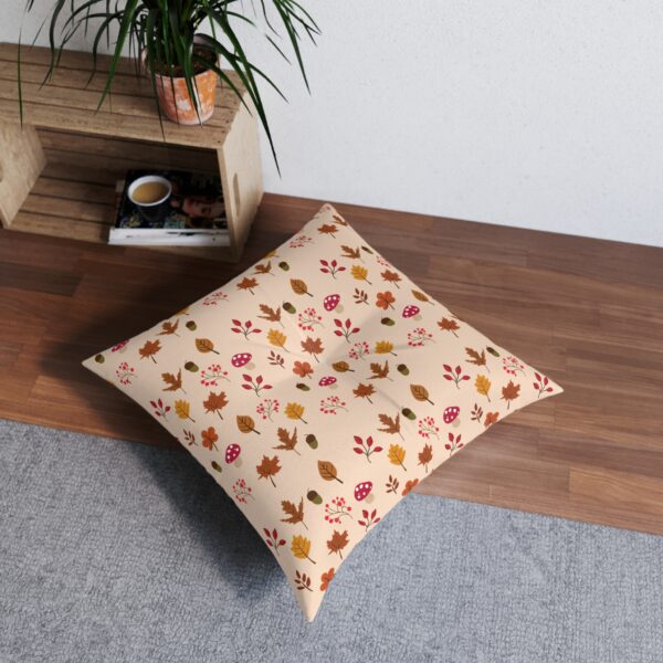 Mushroom & Nature Illustrative Icons - Tufted Floor Pillow, Square