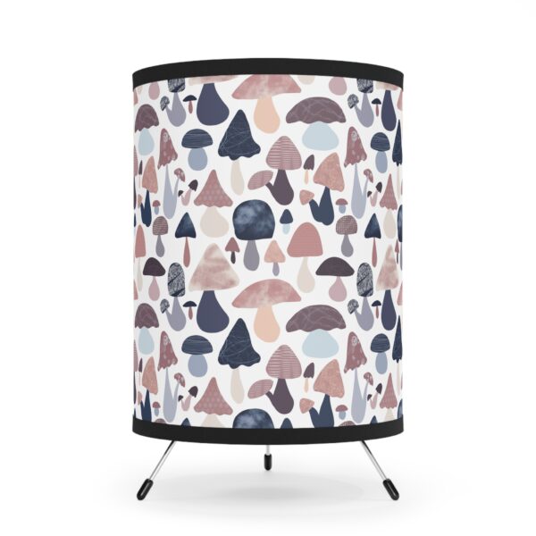 Patterned Illustrative Mushroom Watercolor - Tripod Lamp with High-Res Printed Shade, USCA plug - Image 2