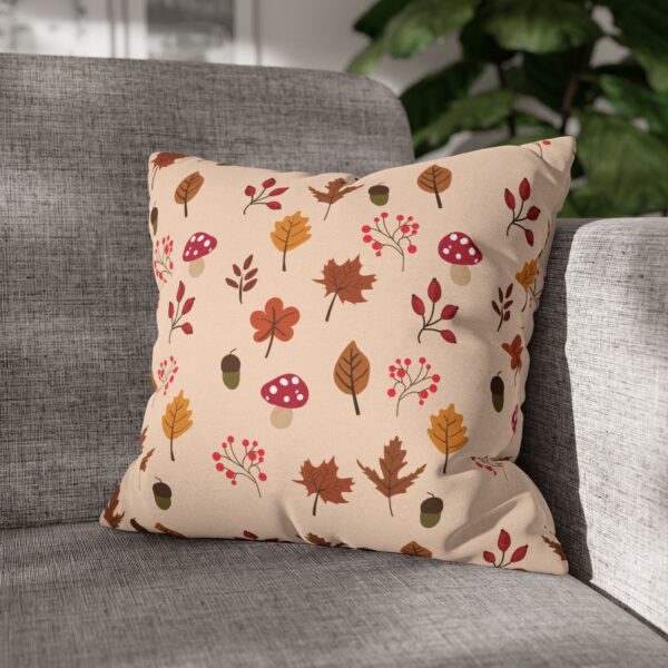 Mushroom & Nature Illustrative Icons - Spun Polyester Square Pillowcase - Image 11