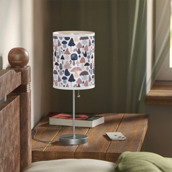 Patterned Illustrative Mushroom Watercolor - Lamp on a Stand, US|CA plug