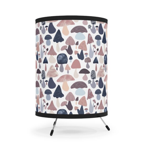 Patterned Illustrative Mushroom Watercolor - Tripod Lamp with High-Res Printed Shade, USCA plug - Image 5