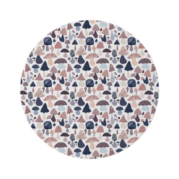 Patterned Illustrative Mushroom Watercolor - Round Rug - Image 2