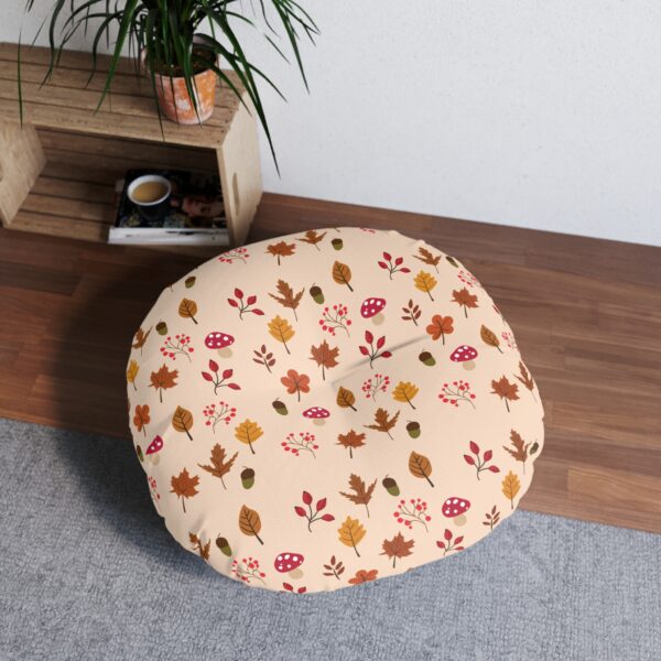 Mushroom & Nature Illustrative Icons - Tufted Floor Pillow, Round - Image 8