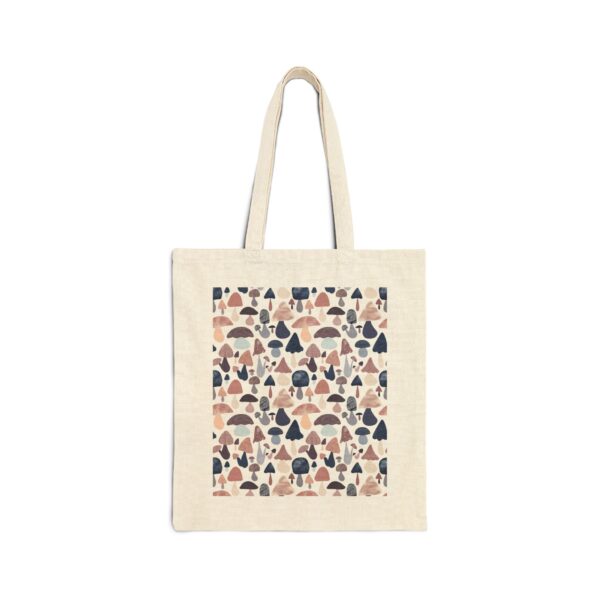 Patterned Illustrative Mushroom Watercolor - Cotton Canvas Tote Bag - Image 2