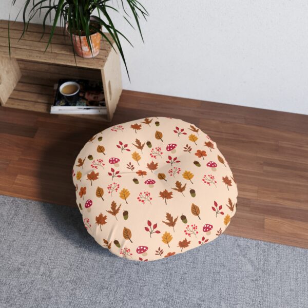 Mushroom & Nature Illustrative Icons - Tufted Floor Pillow, Round