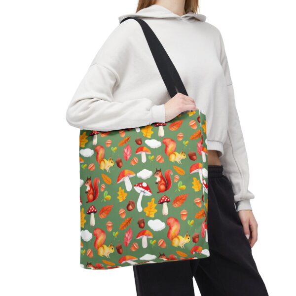 Whimsical Squirrel Print Tote Bag - Fall Forest Design