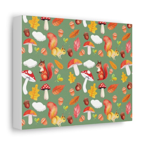 Autumn Woodland Animals Canvas Wall Art - Squirrel & Mushroom Design - Image 2