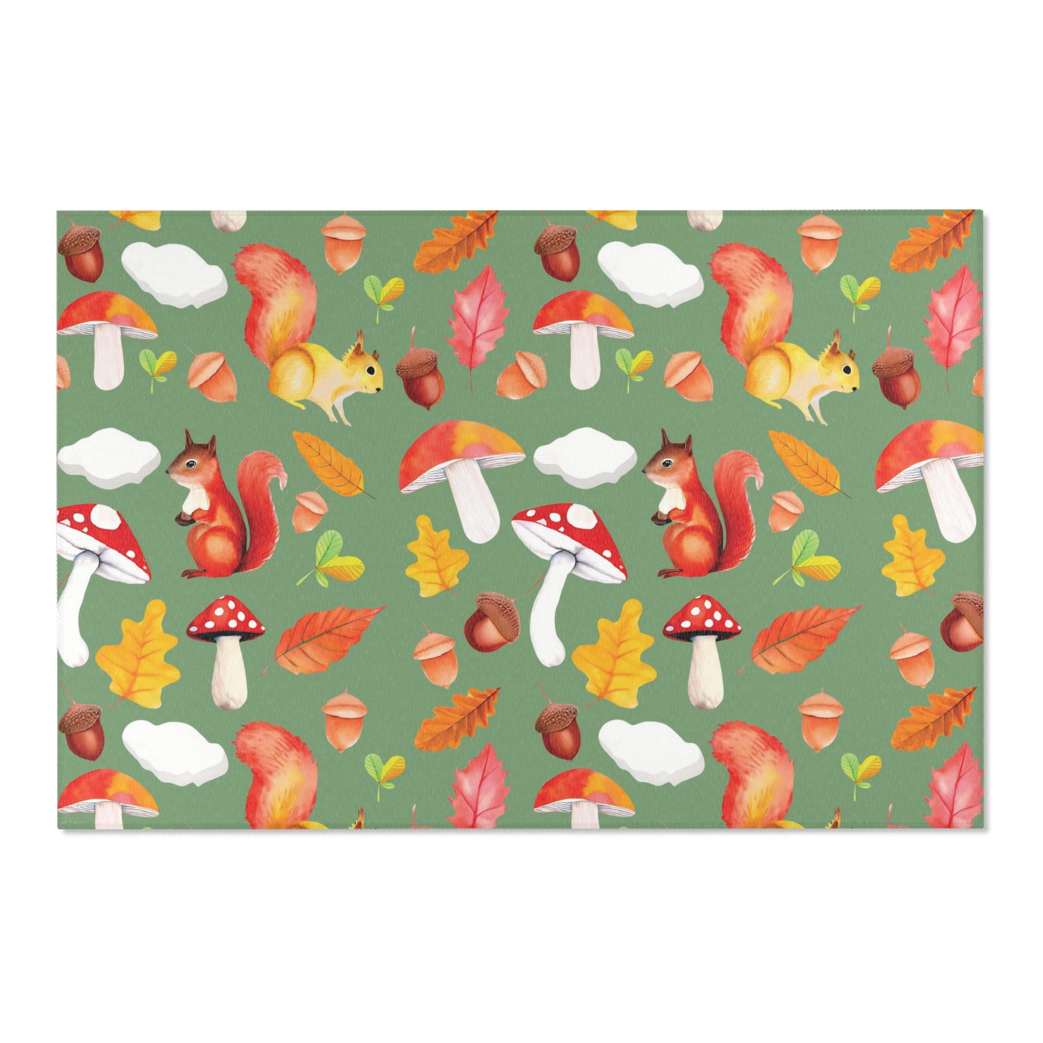 Whimsical Squirrel Area Rug - Autumn Forest Decor - Image 16