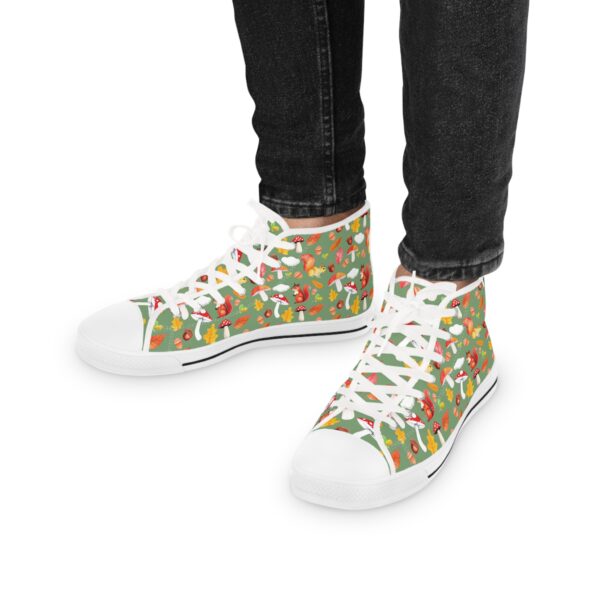 Men's High Top Sneakers Whimsical Squirrel Mushroom design - Perfect for Casual Outings and Festivals - Image 5