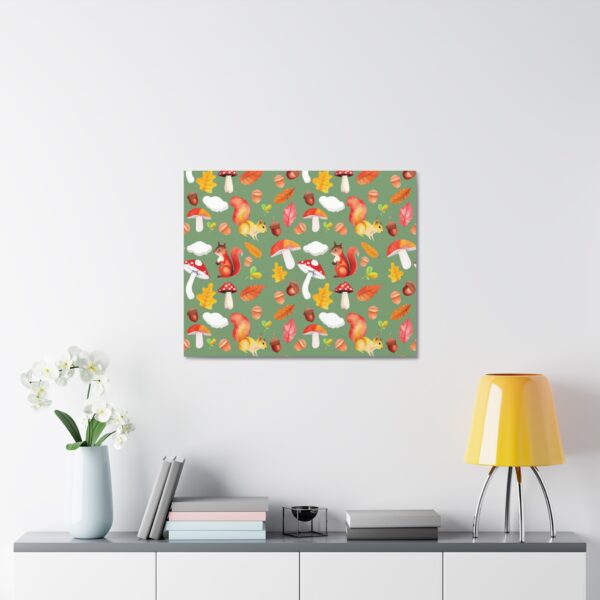 Autumn Woodland Animals Canvas Wall Art - Squirrel & Mushroom Design - Image 20