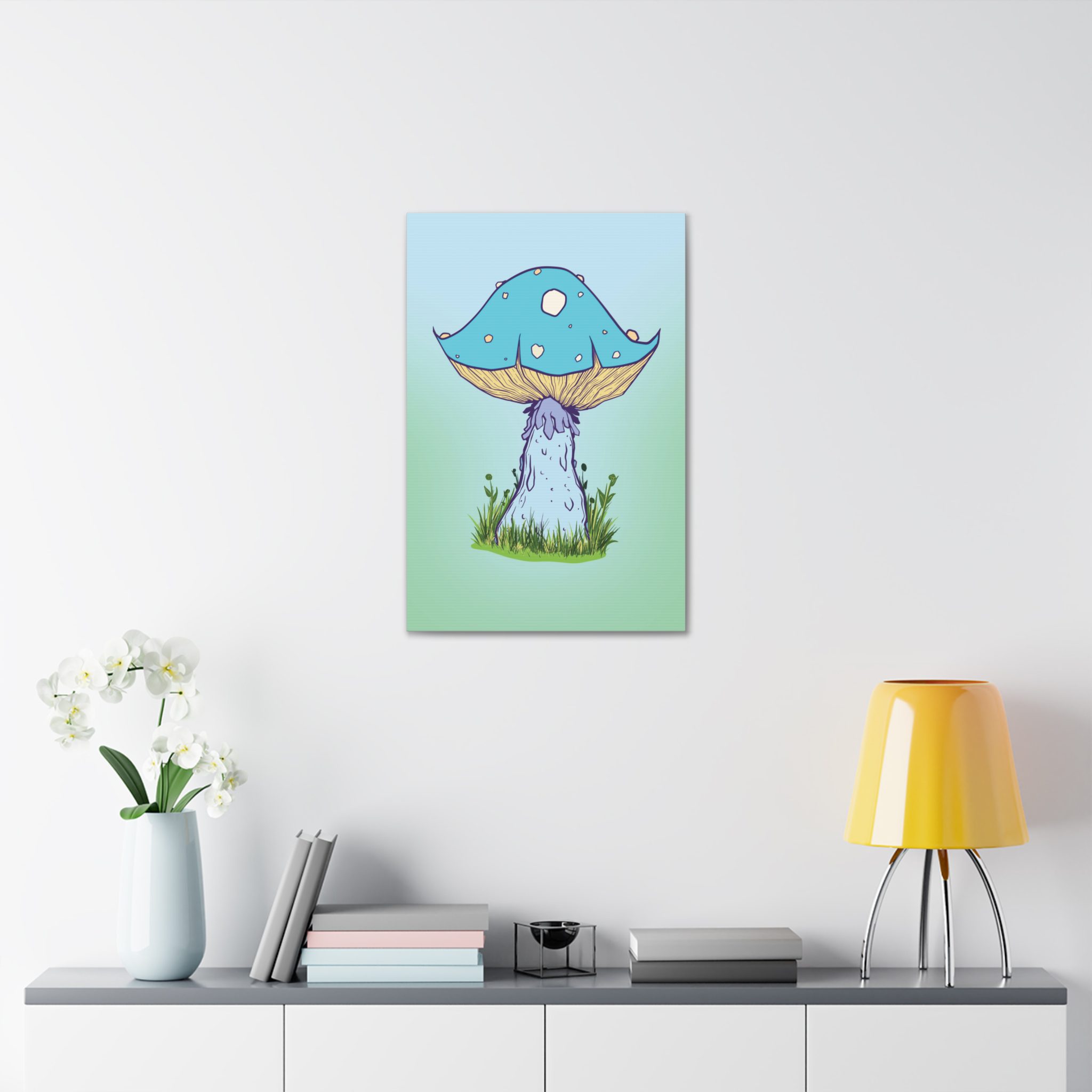 Whimsical Mushroom Canvas Art, Colorful Wall Decor, Fantasy Artwork ...