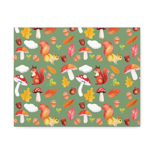 Autumn Woodland Animals Canvas Wall Art - Squirrel & Mushroom Design - Image 5