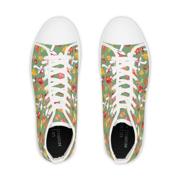 Men's High Top Sneakers Whimsical Squirrel Mushroom design - Perfect for Casual Outings and Festivals - Image 2