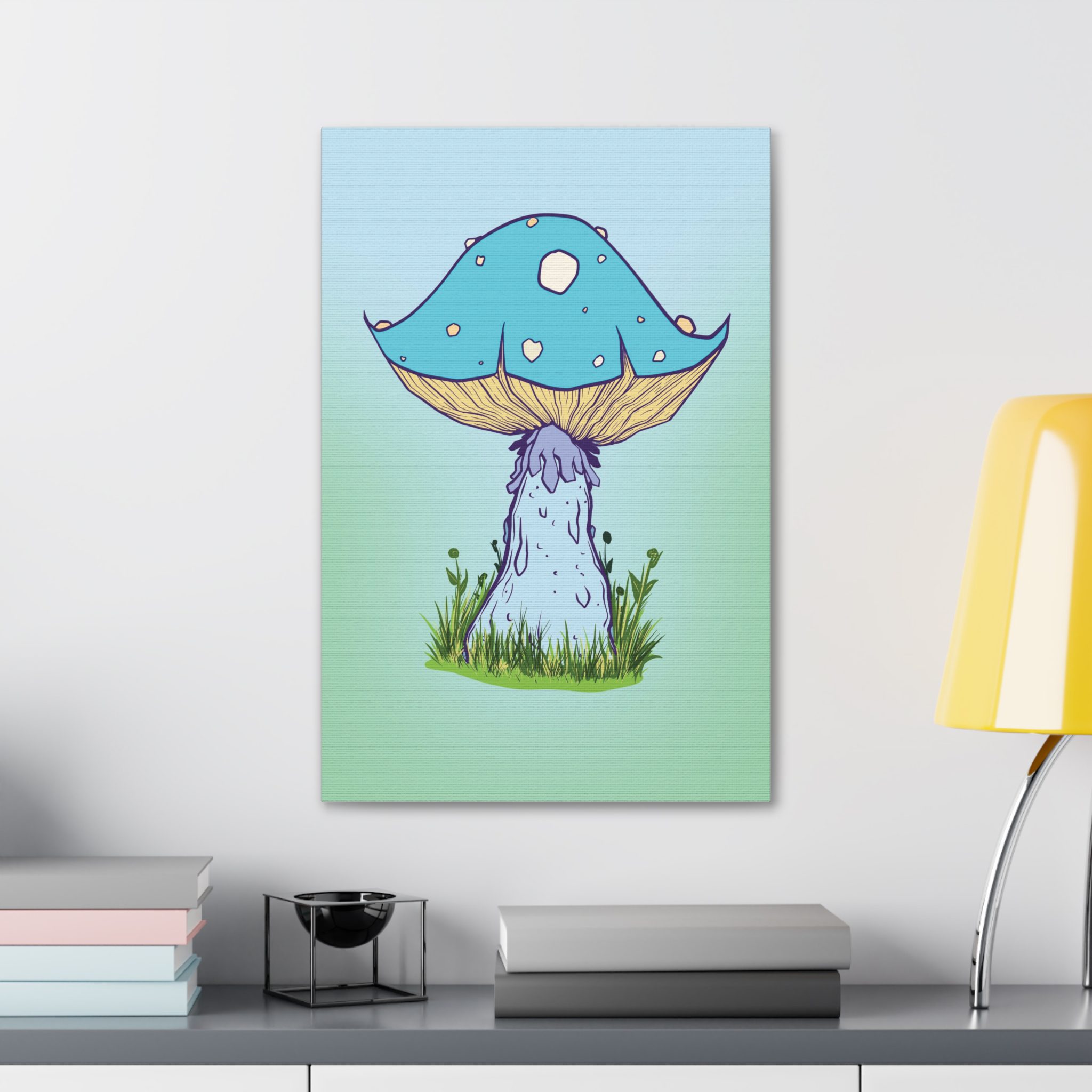 Whimsical Mushroom Canvas Art, Colorful Wall Decor, Fantasy Artwork ...