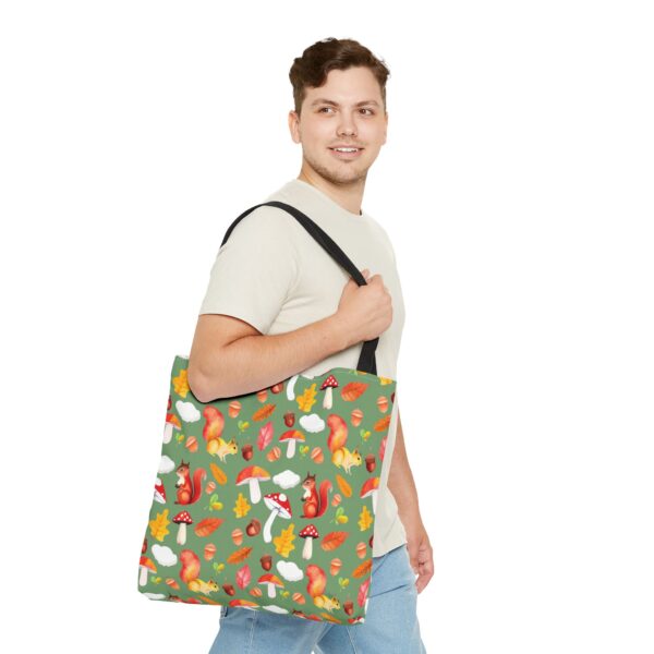 Whimsical Squirrel Print Tote Bag - Fall Forest Design - Image 4