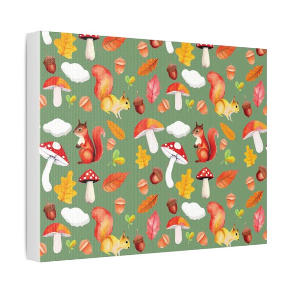 Autumn Woodland Animals Canvas Wall Art - Squirrel & Mushroom Design - Image 6