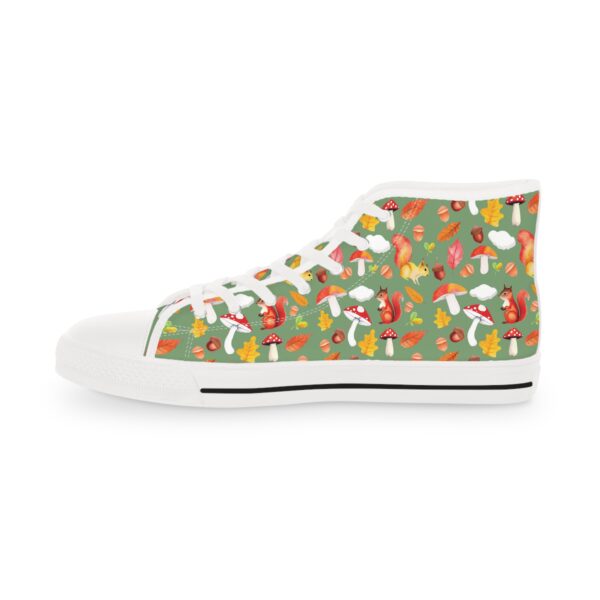 Men's High Top Sneakers Whimsical Squirrel Mushroom design - Perfect for Casual Outings and Festivals - Image 7