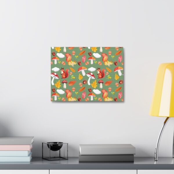 Autumn Woodland Animals Canvas Wall Art - Squirrel & Mushroom Design - Image 12