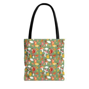 Whimsical Forest Animals Tote Bag - Eco-Friendly Shopping Bag with Mushrooms and Squirrels