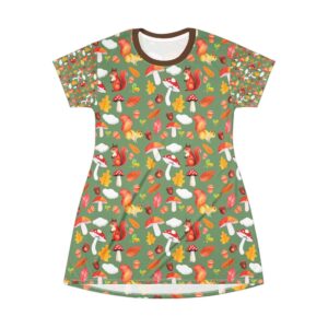 Autumn Squirrel T-Shirt Dress - Cozy Fall Fashion