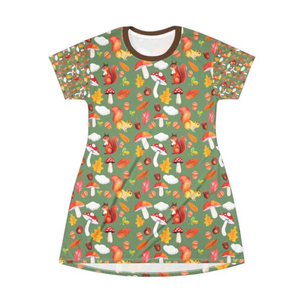 Autumn Squirrel T-Shirt Dress - Cozy Fall Fashion