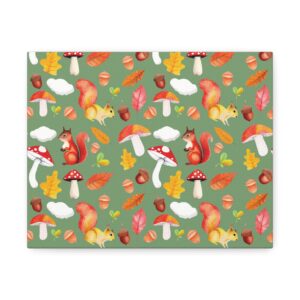 Autumn Woodland Animals Canvas Wall Art - Squirrel & Mushroom Design
