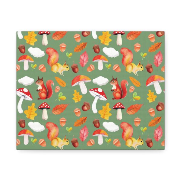 Autumn Woodland Animals Canvas Wall Art - Squirrel & Mushroom Design