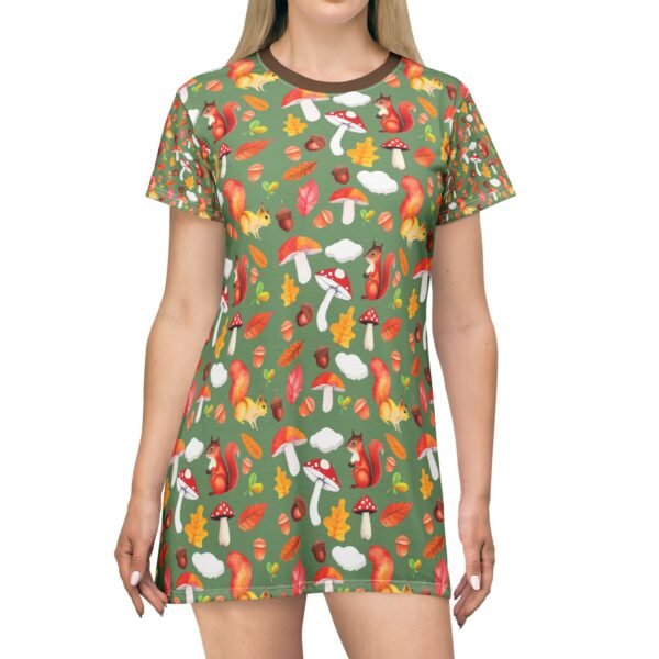 Autumn Squirrel T-Shirt Dress - Cozy Fall Fashion - Image 3