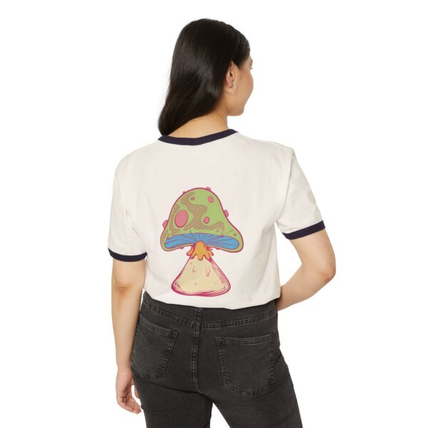 Groovy Mushroom Ringer T-Shirt - Unisex Cotton Tee for Nature Lovers - Image 5